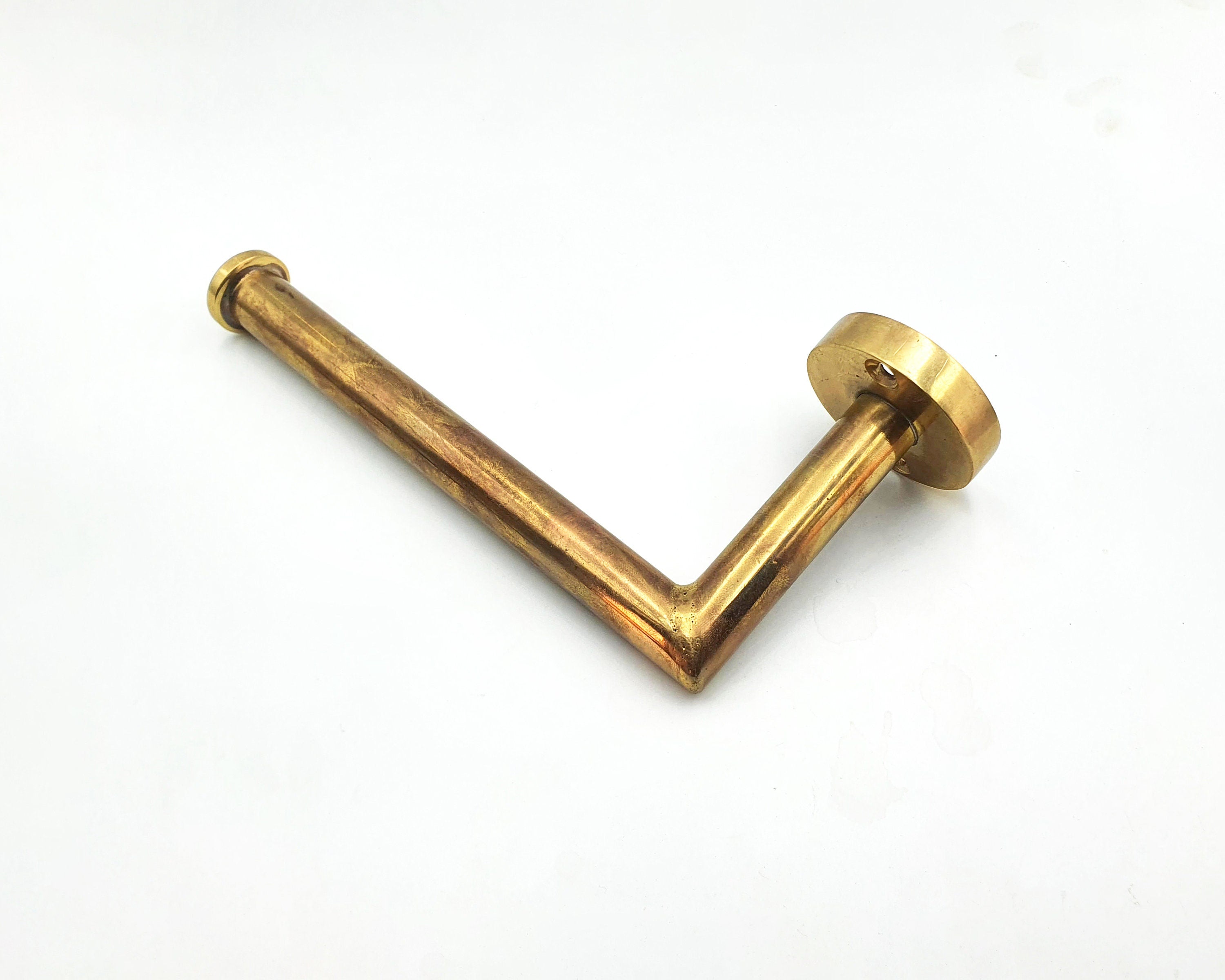 Unlacquered Brass Toilet paper Holder, Solid Brass Toilet Roll Holder for Bathroom, Wall Mounted Towel Holder, Powder Room Roll Holder