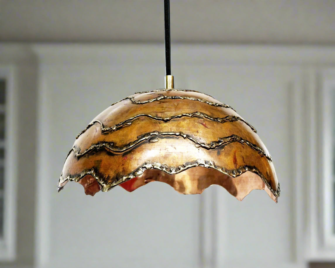 Copper Pendant Light, Aged Copper Farmhouse Pendant Light