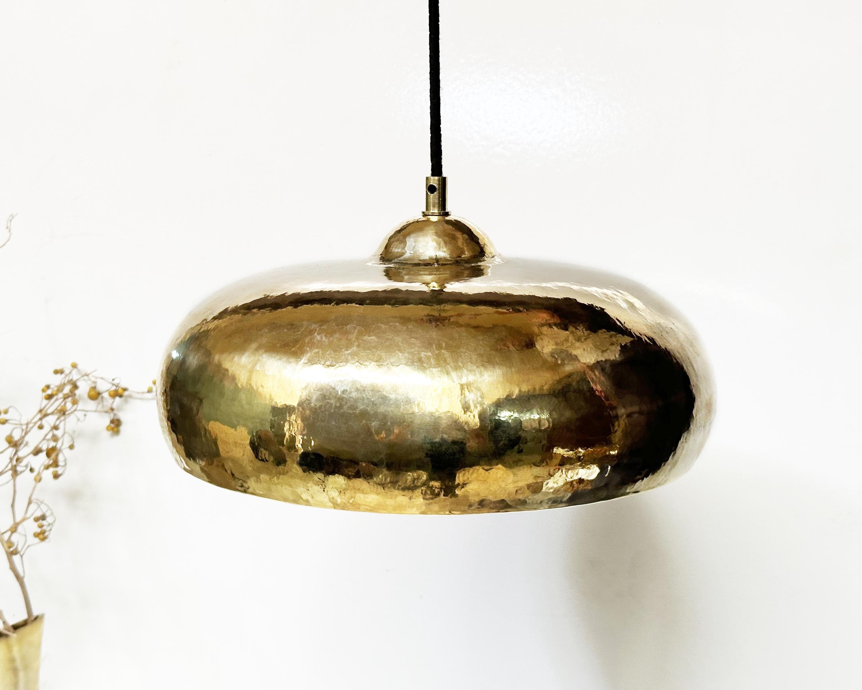 Hammered Brass Pendant Light, Solid Brass Pendant Light Fixture, Farmhouse Kitchen Lighting, Island Kitchen Ceiling Light