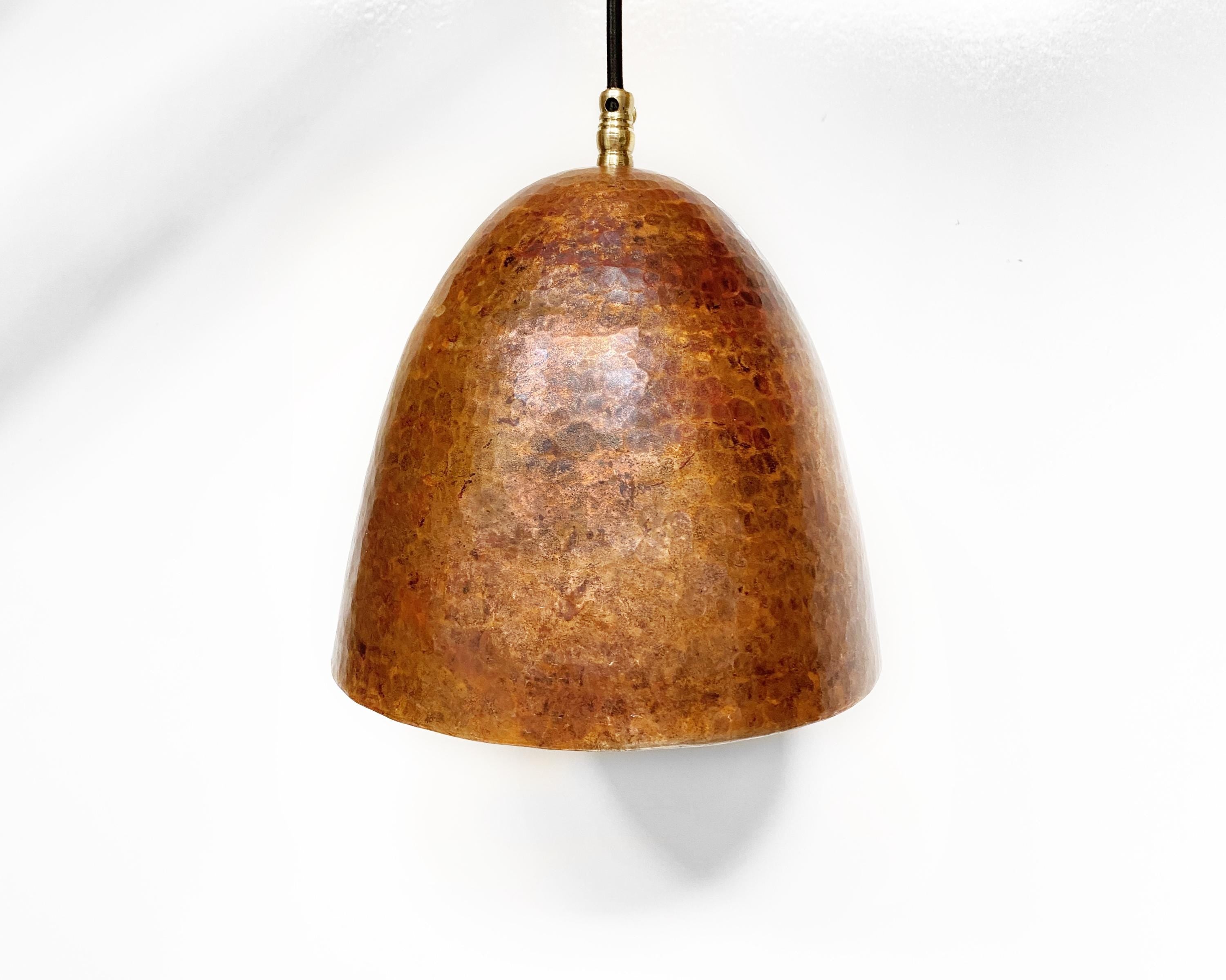 Hammered Copper Farmhouse Light Fixture, Handmade Copper Ceiling Light, small Kitchen Island Pendant light, Long Copper Pendant Lamp