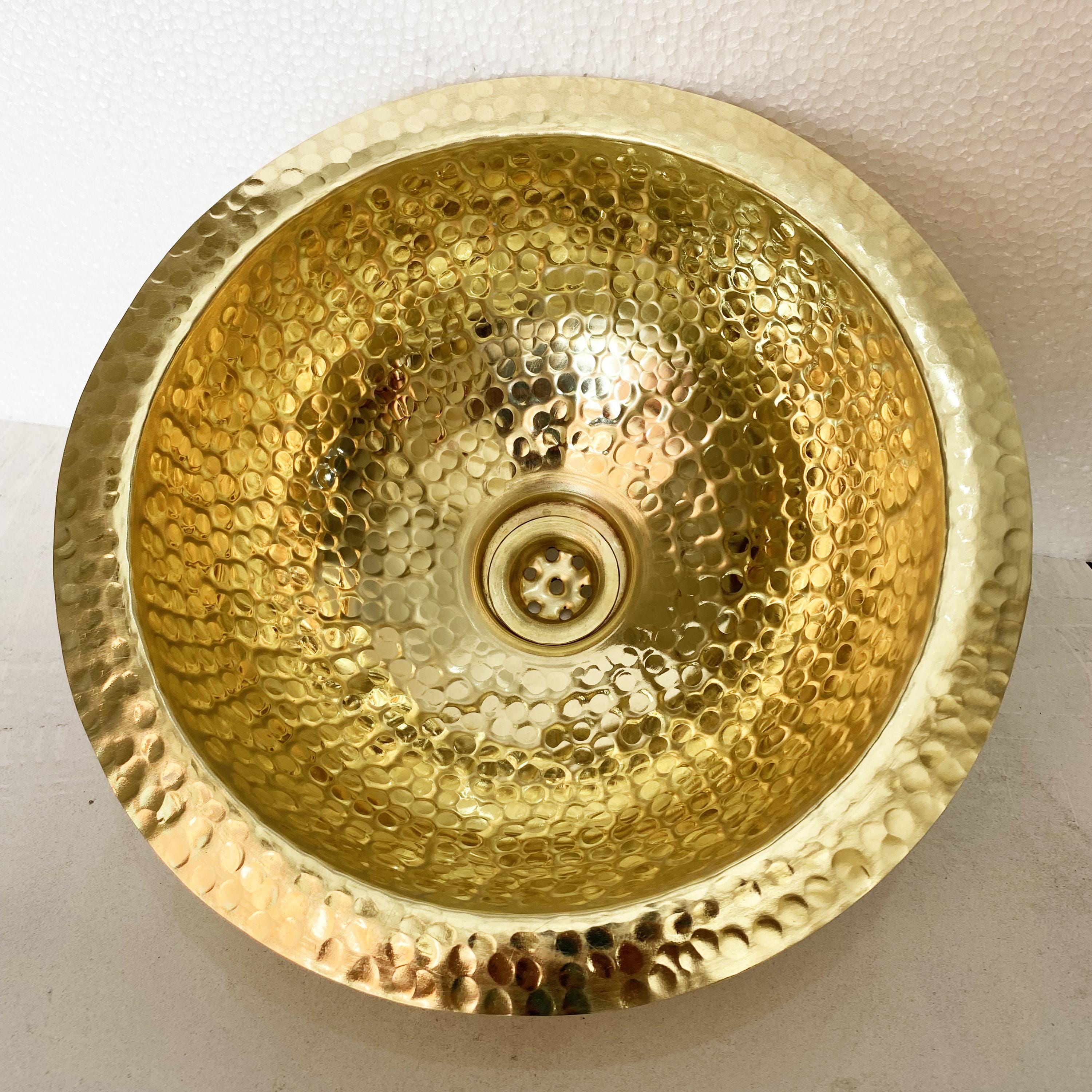 Handcrafted Hammered Brass Bar Sink, Solid Brass Drop in Sink, Unlacquered Hammered Brass Sink