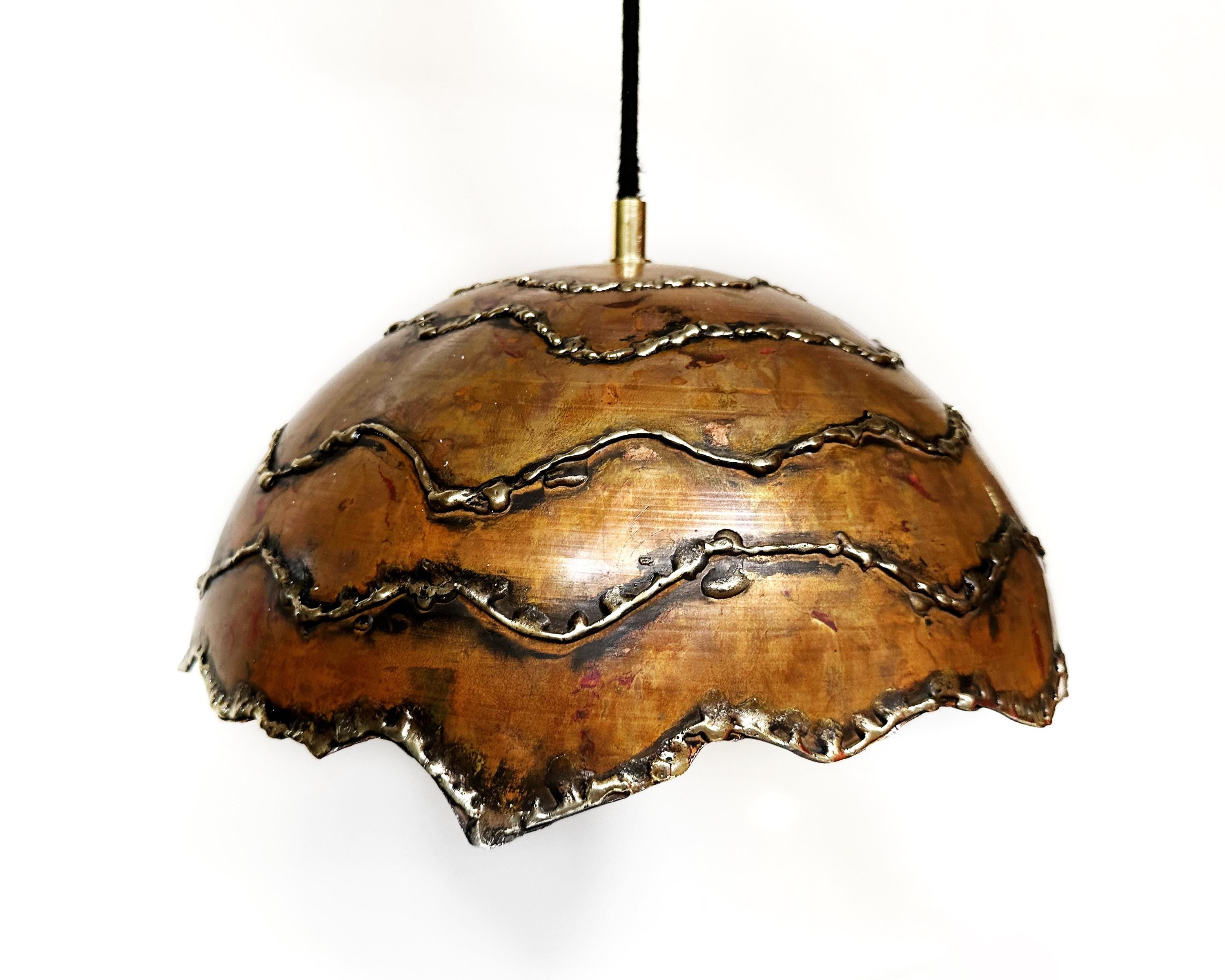 Copper Pendant Light, Aged Copper Farmhouse Pendant Light