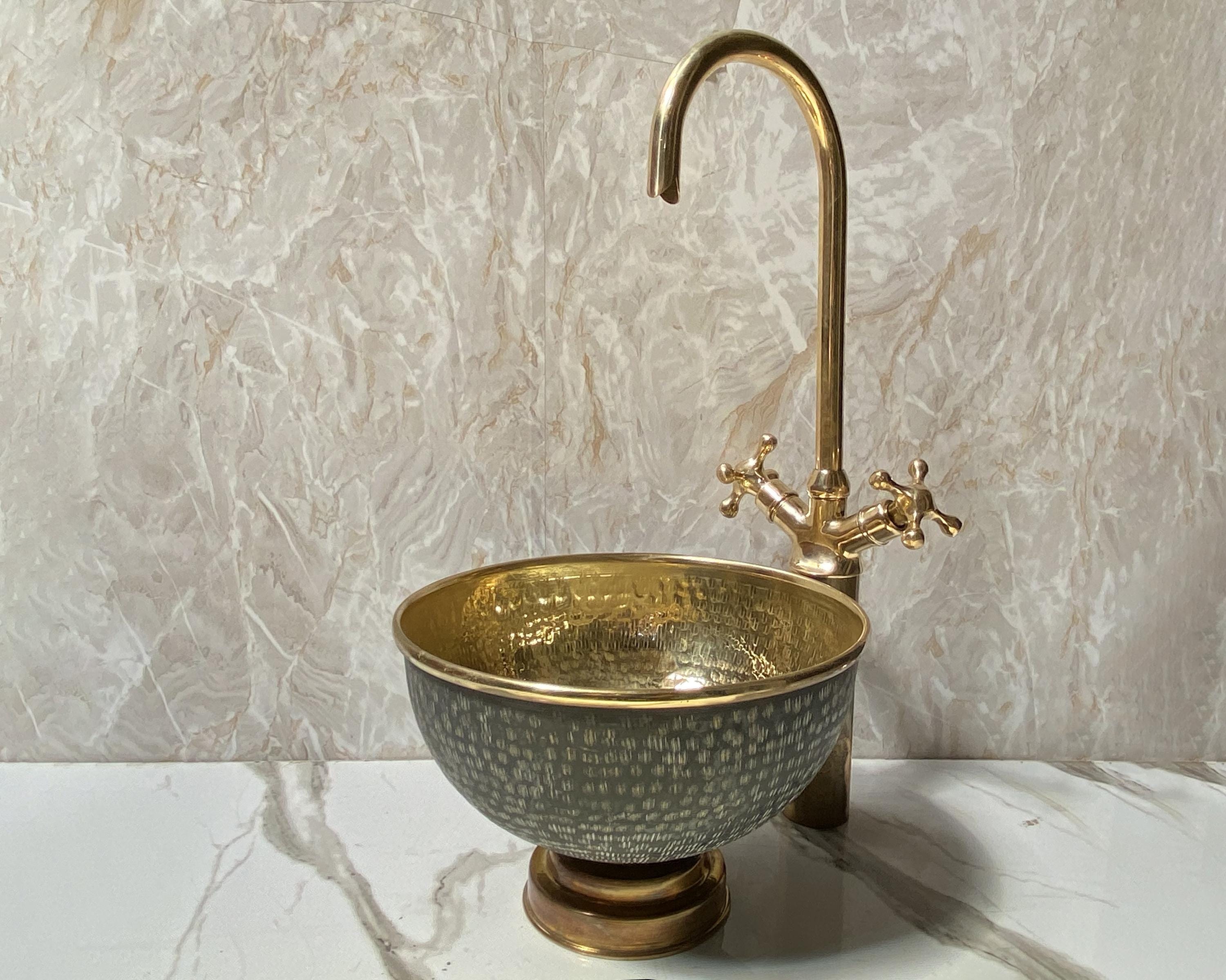 Hammered Vessel Sink Vanity, Round Hammered Bathroom Brass Sink, Round Brass WashBasin, Hammered brass Vessel Sink