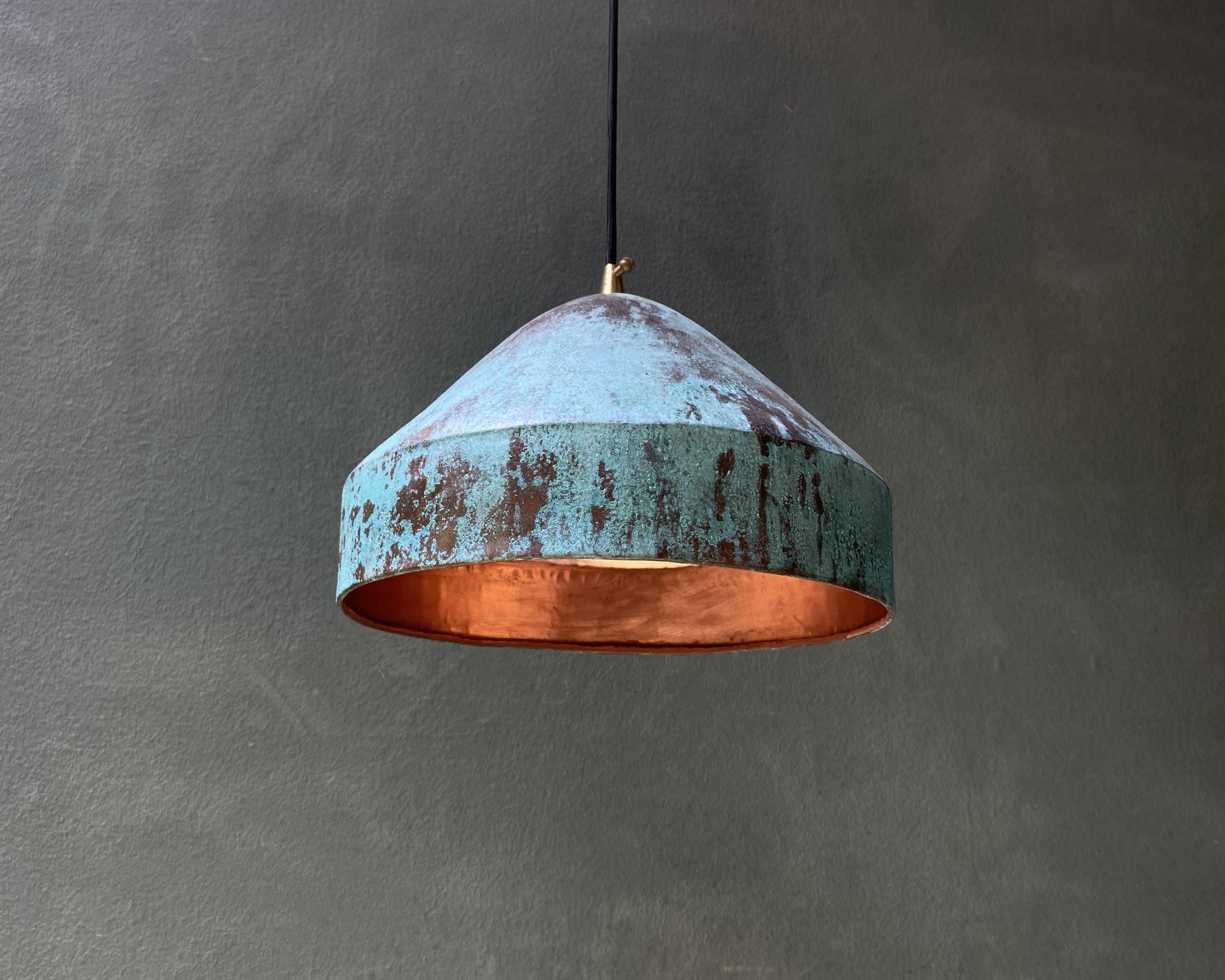 Oxidized Pendant light, Green Patina Copper Light Fixture, Farmhouse Pendant Lighting, Green Patina Copper Kitchen Island Lighting