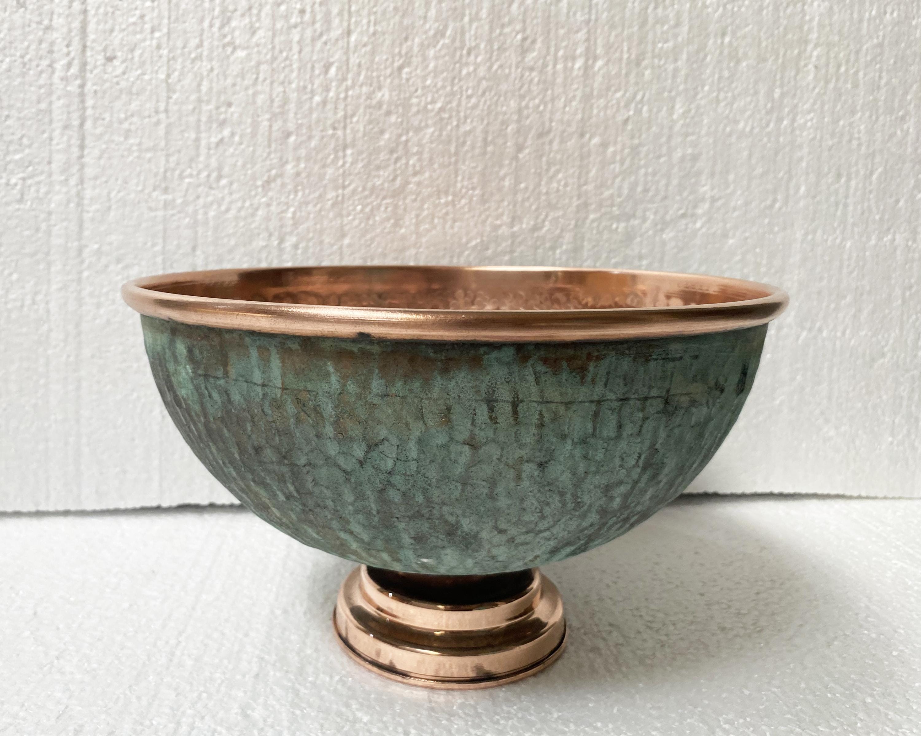 Oxidized Round Copper Bathroom Sink,Hammered Copper Vessel Sink Vanity