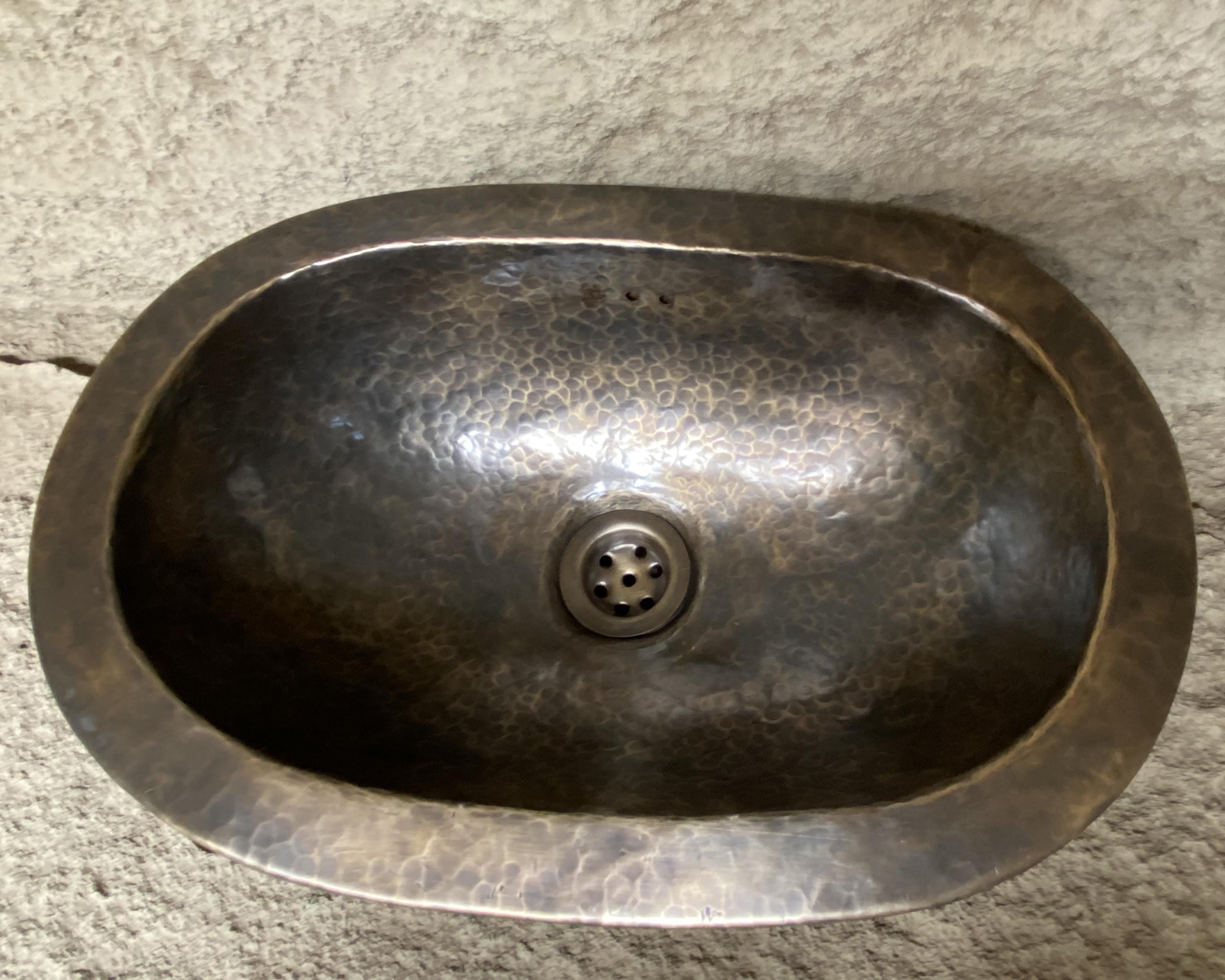 Oval Brass Sink, Drop-in Brass Bathroom Sink, Antique Hammered Brass Sink, Oval Patina Brass Handcrafted Drop in Sink