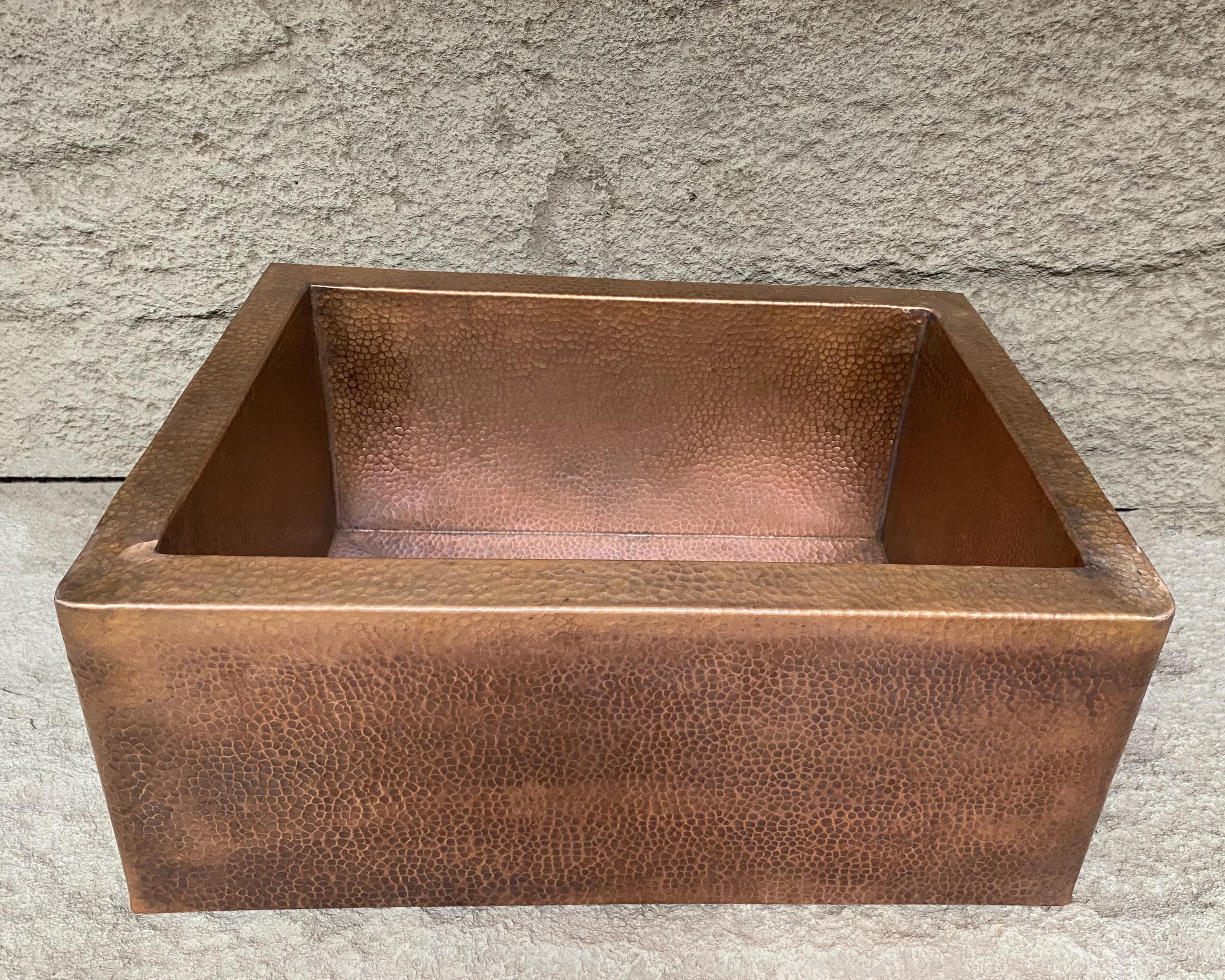 Solid Copper Farmhouse Kitchen Vintage Sink, Antique Hammered Apron Sink