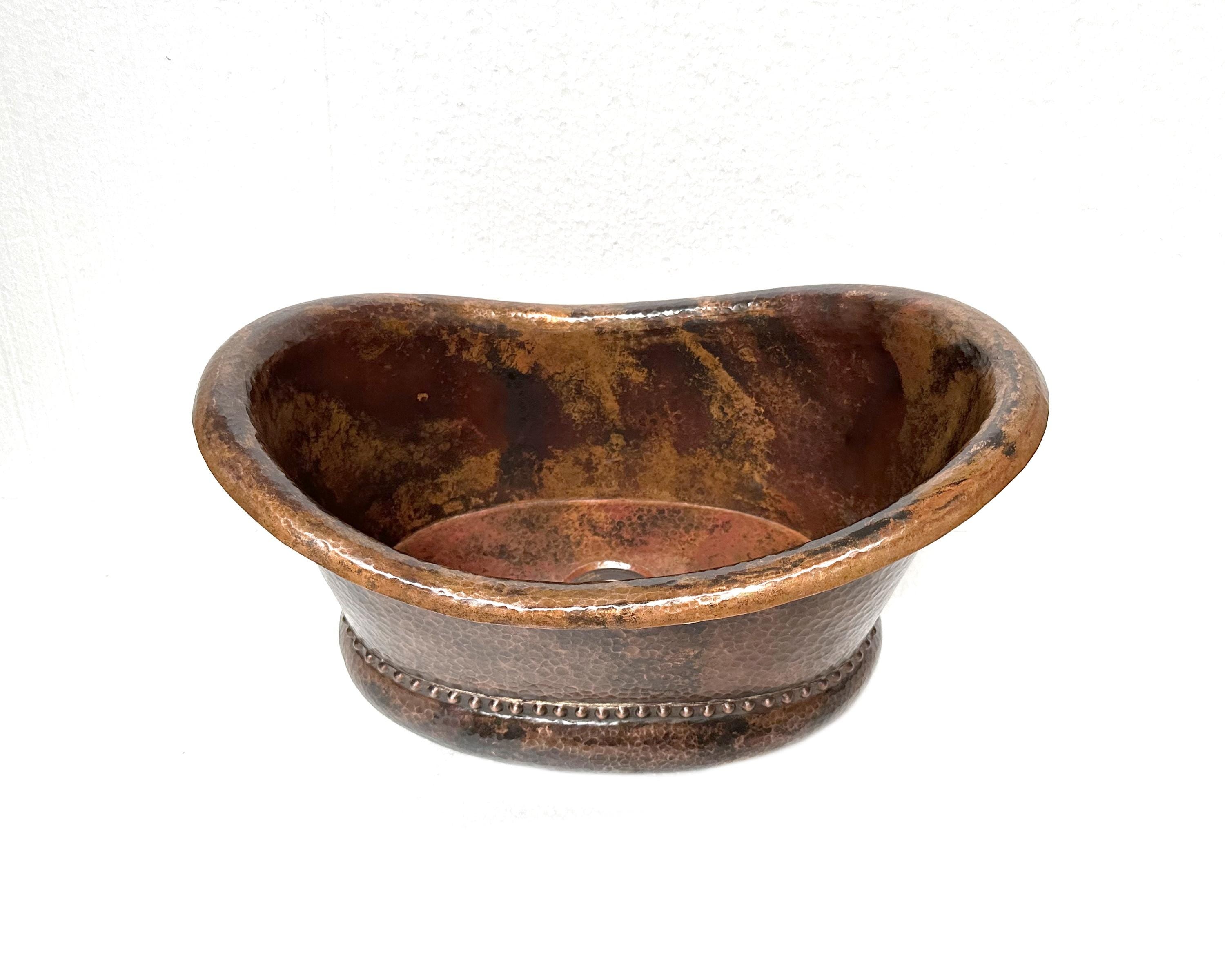 Copper Vessel Sink Tub Style, Handmade Copper Bathroom Vessel Sink, Hammered Copper Sink Tub Style