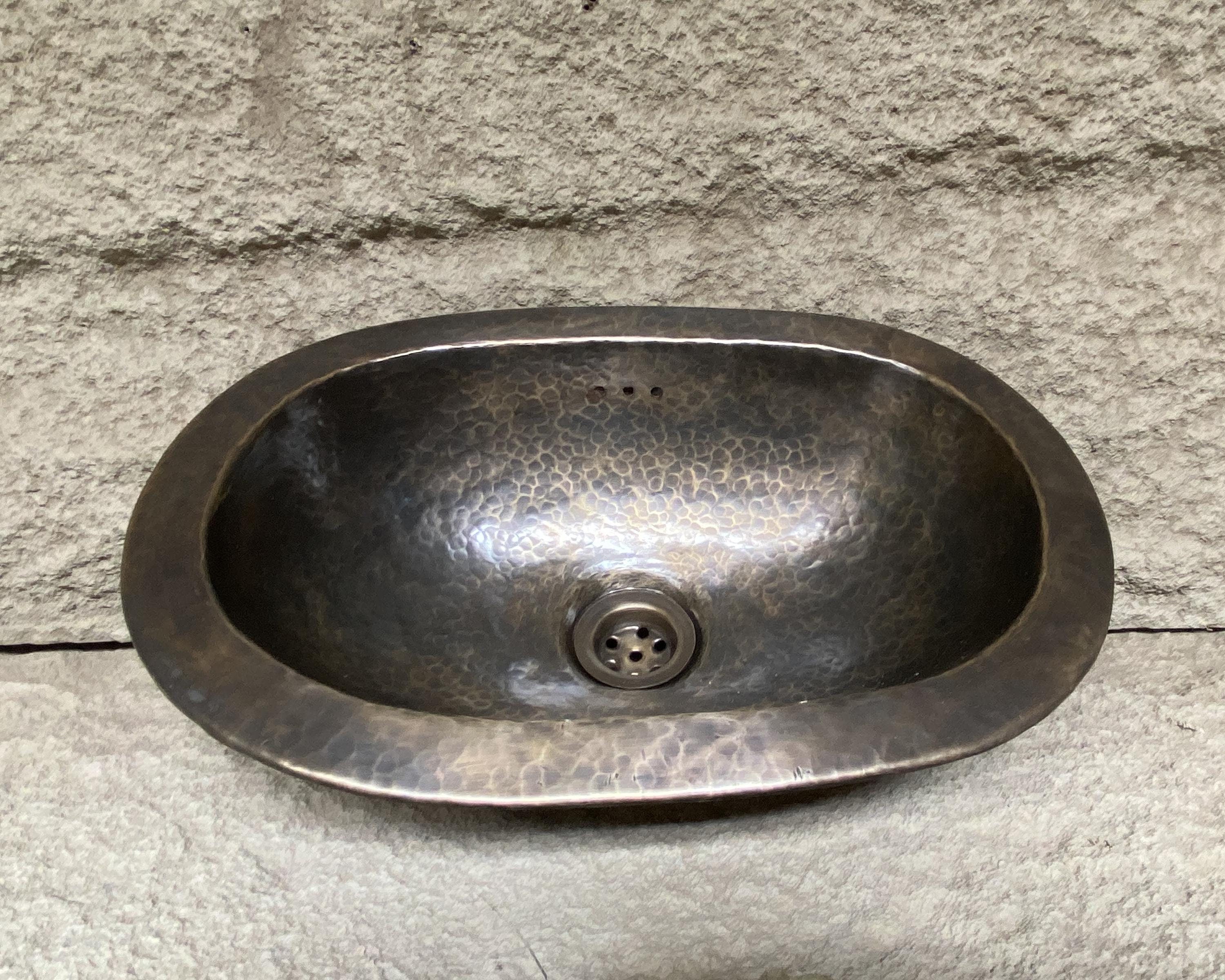 Oval Brass Sink, Drop-in Brass Bathroom Sink, Antique Hammered Brass Sink, Oval Patina Brass Handcrafted Drop in Sink