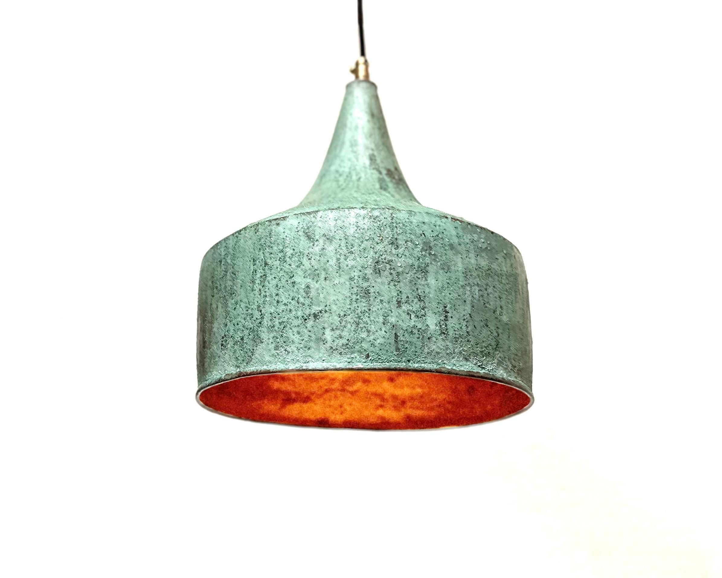 Oxidized Copper Pendant Light, Handmade Oxidized Solid Copper Dome Pendant Island Lighting, Farmhouse Kitchen Ceiling Lamp