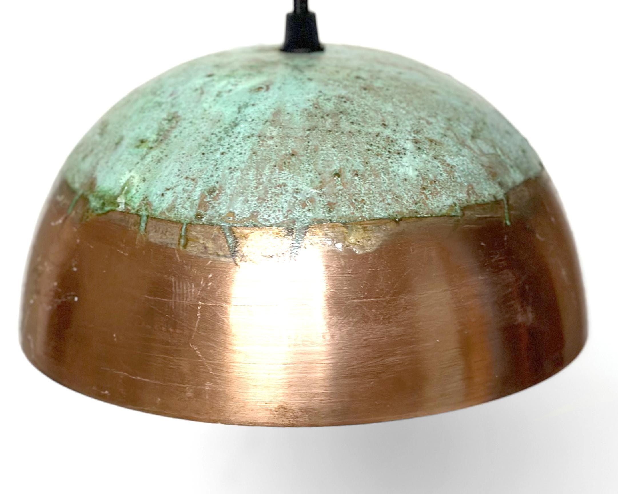 Green Patina Copper Pendant Light, Oxidized Copper Farmhouse Dome Pendant Light