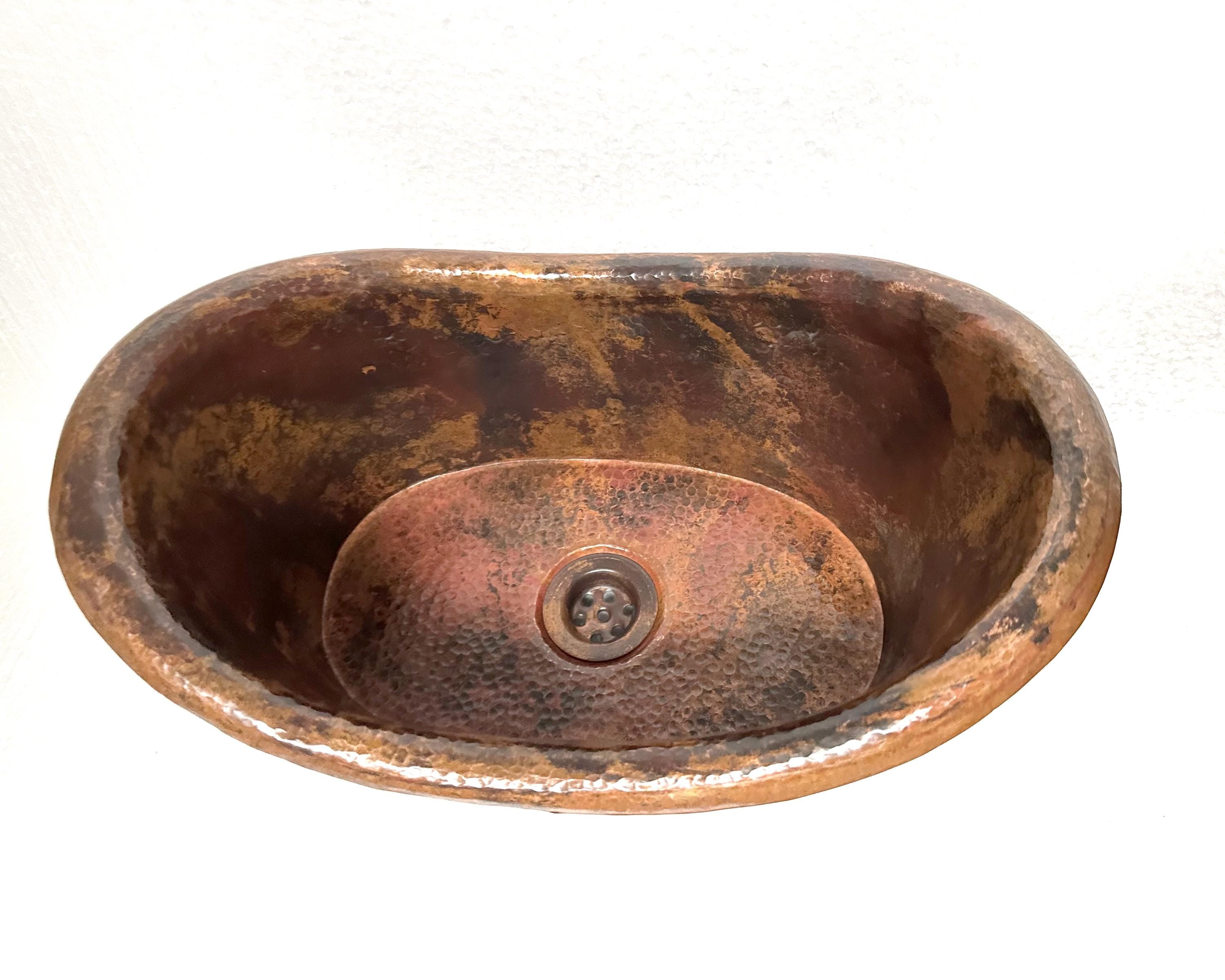 Copper Vessel Sink Tub Style, Handmade Copper Bathroom Vessel Sink, Hammered Copper Sink Tub Style